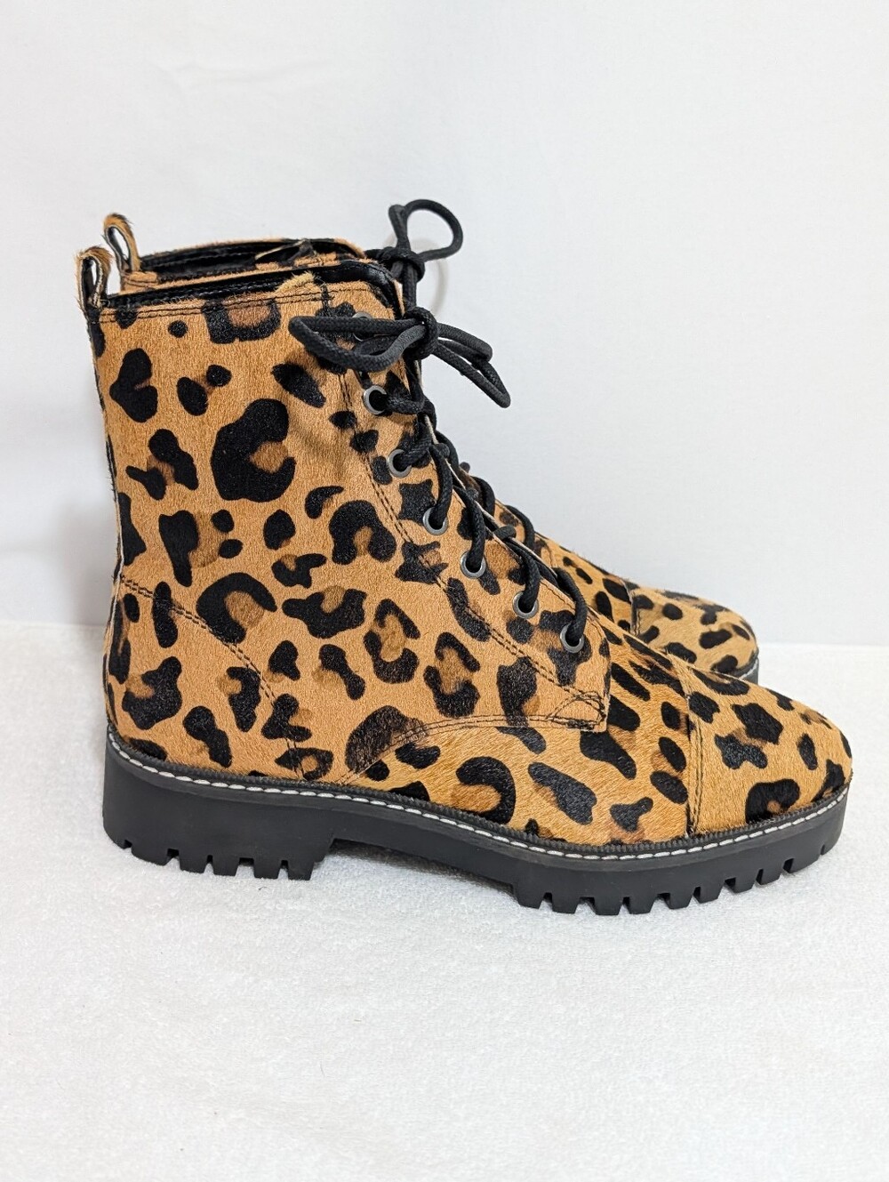 Myra Bag Inertia Boots Leopard Cowhide Leather Lace Up Western Women's Size 9